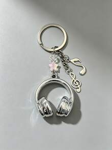 Pink Earphone Keychain Cute Style Star & Music Note Bag Charm Exquisite Bag Pendant Girl Accessory - Multicolor - View 2