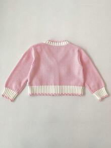 Autumn/Winter New Baby Girls' Clothing, Exquisite Handmade 3D Floral Sweater Jacket, Gentle Elegant V-Neck Knit Cardigan - Pink - View 7