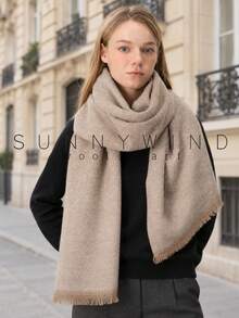 1pc Women's Gradient Gold Thread Sequin Minimalist Fashion Elegant Wool Scarf For Autumn/Winter Daily Wear - Mika - View 4