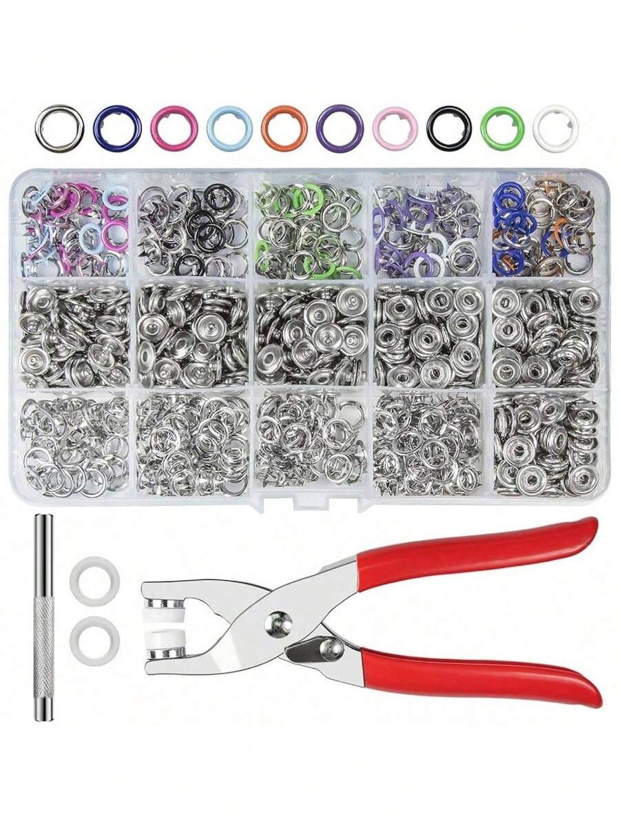 50/100pcs Claw Metal Snap Fastener Complete Tool Set With Manual Installation, Pliers + Metal Snap Fasteners + Storage Box, DIY Handmade Accessories For Clothing, Bags, Hats, Beginner Gift - Multiple Styles - View 1