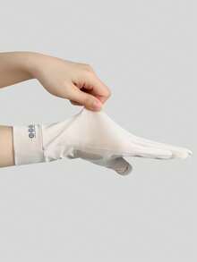1 Pair Women's Mid-Length Summer Breathable Anti-Slip Cycling Ice Silk Flip-Cover Fingerless Sun Protection Gloves - Beige - View 5