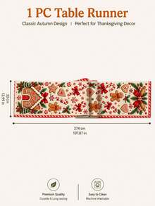 2 Styles Christmas Gingerbread House & Nutcracker Table Runner, Nutcracker Gingerbread House/Gingerbread Candy House Pattern Printed Table Runner, Christmas Dining Table Party Decoration, Long Table Runner - Multicolor - View 11