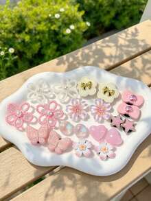 20pcs Multi-Color Floral, Bow, Star Fashion Shoe Charms, Suitable For Beach Garden Shoes, Perfect Choice For Birthday Gifts And Party Favors, Shoe Decorations - Multicolor - View 2