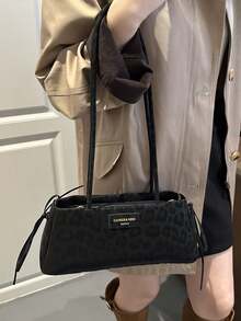 Dedoo Minimalist Vintage Inspired Baguette Handbag With Gold Clasp, Suitable For Parties, Outings, Vacations, Shopping, Date Night, Small Size, Elegant - Black - View 3