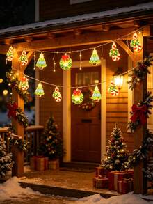 1pc Christmas Mixed String Lights, Wreath, Christmas Tree, Candy Cane Design Decorative Lights, Suitable For Indoor Living Room, Bedroom, Fireplace, Christmas Tree Wrapping Lights, Christmas Party Atmosphere Lights - Mixed - View 5