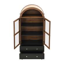 Dresser With Adjustable Shelves, Modern Retro Curved Glass Sideboard, Adjustable Shelves, Luxury Sideboard - Walnut Wood Color - View 8
