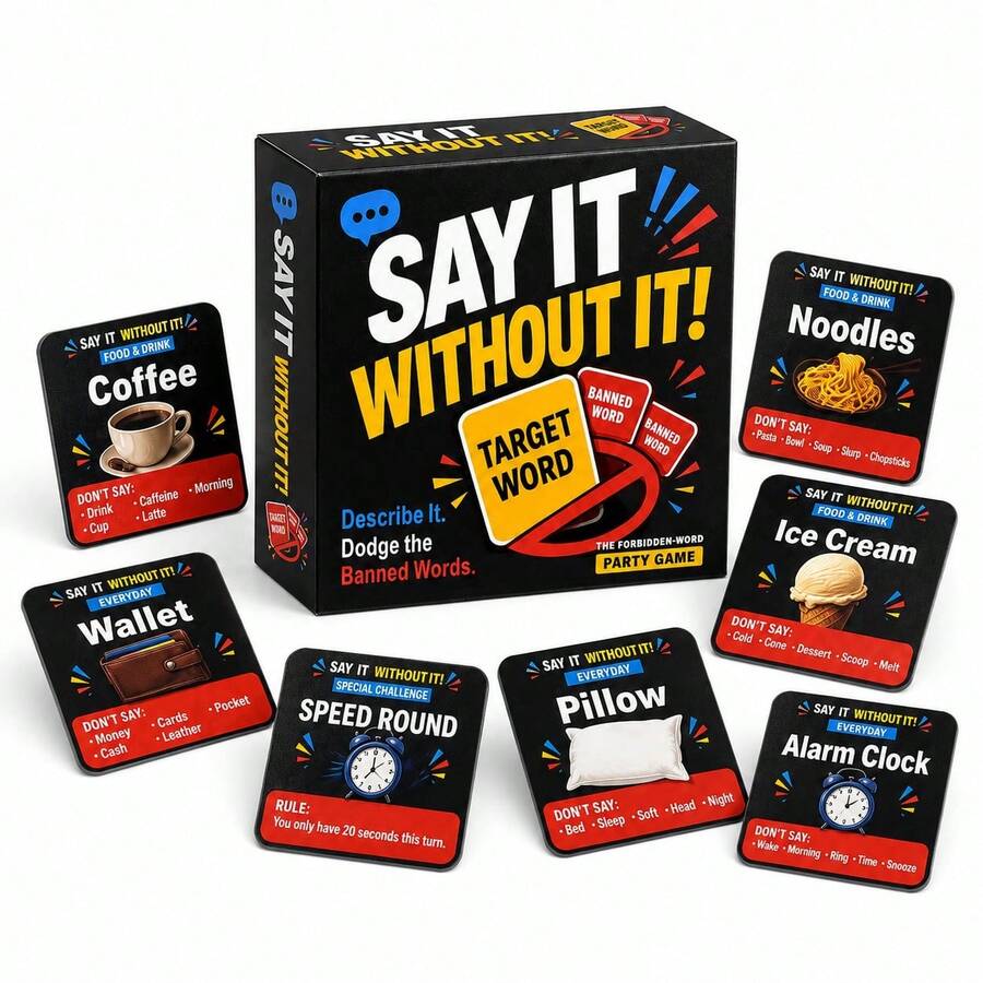 1pc Mini "Say It, Don't Use It!" 50-Card Taboo Guessing Party Game, Suitable For Halloween, Christmas, Family, Friends Gathering, Game Night, Party, Travel And Camping Fast-Paced Game, Dedicated Card Game - Multicolor - View 1