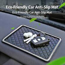Rhinestone Car Anti-Slip Mat, Car Dashboard Grid Storage Pad, Non-Slip Holder Sun Resistant Decor Accessory For GPS Navigation - A - View 3
