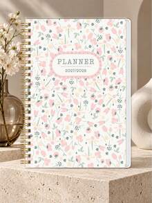 1pc Floral 2027-2028 Two-Year Organizer, Dated Monthly Agenda With Spacious Calendar Pages, Notes Area & Gold Spiral Binding, Goal And Schedule Planning For Women Students Teachers, Study Desk Home Use, Christmas Gift - A5 - View 1