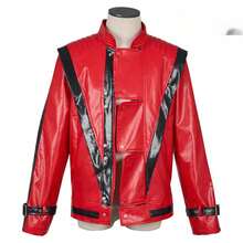 Men Red Leather Jacket Halloween Cosplay Costume Party Outfit - Red - View 6