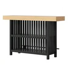 Bar Table With Footrest And 2-Tier Shelf, Compact High Table For Kitchen, Dining Room, Living Room And Home Bar, 160 * 40 * 105 Cm - Black - View 7