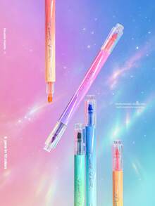6pcs Dual-End Two-Tone Highlighters, Soft Chisel Tip, Perfect For Textbook Marking, Reading Sorting, Scrapbook Layout And Handmade Card DIY - Multicolor - View 7