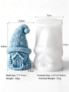 3D Knitted Christmas Cottage Aromatherapy Candle Silicone Mold, DIY Handmade Plaster Resin Christmas Decoration Ornament Making Mold - Beanie House Scented Candle Mold - View 7
