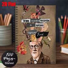 1pc Psychology Theme Spiral Notebook, Durable Spiral Binding - Suitable For Office, School Or Display, Gift For Friends And Family, Teacher Appreciation Gift, Daily Storage Notebook, 1pc Psychology Theme 2D Cover Spiral Coil Notebook, Integrating Brain, Heart, Neuron And Other Scientific Patterns, Paired With Psychology Symbols. Suitable For Work Records, Study Notes, Diary Writing, Daily Planning. Graduation Gift, Birthday Gift, Memo And Gift Choice. - One Book (50 Pages, 100 Pages) - View 9