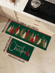1/2pcs Merry Christmas Kitchen Decor Rug, Christmas Tree Pattern, Winter Kitchen Rug And Mat, Non-Slip Washable Absorbent Kitchen Accessories Decor Mat, Christmas Holiday Gift! - Multicolor - View 18