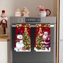 2件組 18x26英吋聖誕雪人圖案毛巾組，快乾廚房清潔布，柔軟吸水毛巾組，廚房裝飾，居家裝飾，聖誕裝飾，送給朋友的聖誕禮物 - 紅色 - 查看 7