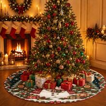 1pc Cute Hugging Snowman Pattern Christmas Tree Skirt, Elegant Color Holiday Decor, 5 Sizes, Unisex Holiday Gift, Suitable For Home And Party Christmas Home Decoration - Cute Hugging Snowman - View 6