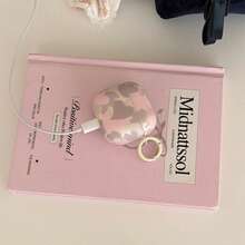 Gray Pink Heart Camo Pattern With Yellow Ring Earphone Case Compatible With AirPods Pro 3/Pro 2/ 4/5/ 3/1/2 Cute Minimalist Protective Cover For Girls - Baby Pink - View 4