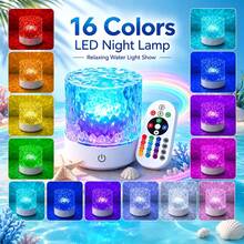 Luz nocturna con control remoto ajustable de 16 colores, versión mejorada 2026, lámpara de ambiente estilo influencer de Ins con proyección de ondas de agua, interruptor táctil, dispositivo de control remoto, regalo de cumpleaños, regalo para parejas, regalo de Navidad - Multicolor - Ver 6