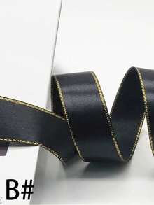 1 Roll 5m Gold Edged & Silver Satin Ribbon - Perfect For DIY Crafts, Wedding, Birthday And Holiday Decor, Gift Wrapping, Floral Arrangements, Jewelry Box Decoration, Parties And Anniversaries, Home Decor - Multicolor - View 3