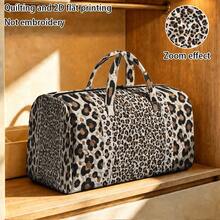 1pc RIDESAY Leopard Print Quilted Tote Bag - Lightweight & Foldable, Suitable For Travel, Gym And Beach Bag, Heat Transfer Quilted Rectangular Luggage Bag, Non-Food Contact, Suitable For Camping Storage, (Leopard Print) Gift, 2D Flat - Multicolor - View 10
