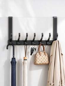 Over-The-Door Hook, Heavy-Duty Over-The-Door Hanger For Coats Bathrobes Hats Clothes Towels, Space Saving No-Drill Towel Rack Bathroom Organizer, Coat Rack, Bedroom Entryway Dorm Storage, Sturdy Multi-Purpose Hooks, Mother's Day Gift Idea - Black - View 4