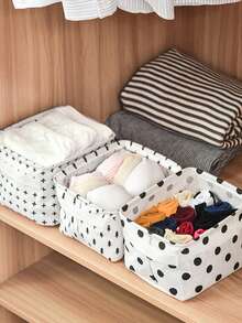 1pc Christmas Mini Lingerie Storage Box, Linen Desktop Organizer, Cosmetic Storage Basket, Lingerie Storage Basket, Autumn/Winter Fabric Storage Box With Powerful Function, Suitable For Year-End Stockpiling, Halloween Clothes, Socks And Wardrobe Storage, Foldable - Multicolor - View 1