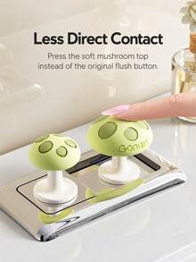 3pcs Cute Mushroom Shaped Silicone Toilet Flush Button, Bathroom Water Tank Switch Presser, Nail Art Dedicated Button, Creative Flush Button - Green - View 10