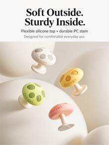 3pcs Cute Mushroom Shaped Silicone Toilet Flush Button, Bathroom Water Tank Switch Presser, Nail Art Dedicated Button, Creative Flush Button - Green - View 7
