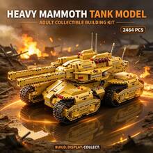 Heavy Mammoth Tank Building Model, 2464 Pieces Adult Collectible Building Block Set, Dual Cannons, Turret And Track Details, Suitable For Halloween, Christmas, Thanksgiving And Birthday Gifts For Hobby Collectors - Yellow Heavy-duty Mammoth Tank - View 1