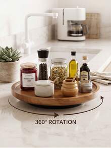 1pc Rotating Storage Tray, Multi-Functional Countertop Spice Rack & Breakfast Tray, 360° Swivel Organizer, Suitable For Christmas, Halloween And Other Holidays - View 6