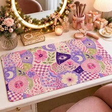 1pc Vintage Celestial Floral Checkered Desk Mat, Multi-Purpose Vanity Table Protector, Nail Art Mat, Large Desktop Mouse Pad For Women Bedroom & Office, S/M/L/XL - View 16