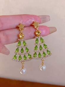 1 Pair Exquisite Fashion Glass Geometric Earrings Suitable For Women To Wear At Christmas Party - Multicolor - View 6