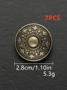 7pcs Vintage Engraved Round Metal Hand Sew Buttons, Embossed Pattern Decorative Sewing Buttons For Suit Coat Jacket Garment DIY Accessories - Multicolor - View 16