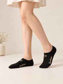 5 Pairs Random Style Women's Cute Bow Jacquard Invisible Low-Cut Short Socks, Suitable For Sports Shoes - Multicolor - View 6