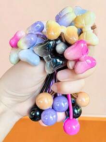 12/6pcs Brown Beaded High Elastic Hair Ties, High Elasticity Doesn't Damage Hair, Create Lively And Eye-Catching Hairstyles, Playful Cute Sweet Hair Accessories - Suitable For Girls And Women, Daily Wear, Dating, Vacation, School - Multicolor - View 30