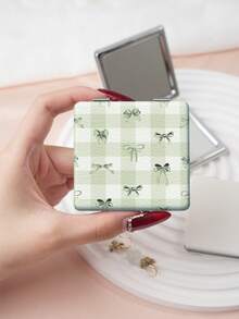 1PC Millennium Y2K Series Portable Vanity Mirror, Foldable Lightweight Ultra-Thin Convenient Hand Mirror, PU Leather, Suitable For Multiple Scenarios And All People, Foldable Small Square Mirror, Pocket Mirror, Cartoon Love Heart Bow And Ditsy Floral Print Pattern Design, Exquisite Handheld 180° Flip Cover Multi-Function Mini Mirror Compact Mirror Mirrors - Multicolor - View 7
