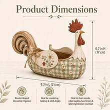 Cross-Border New Farmhouse Rooster Utensil Caddy, Rustic Farm Style Tableware Storage Holder, Decorative Craft Ornament For Kitchen Countertop - Green - View 4