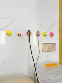 5pcs Dopamine Color Plug Hooks, No-Drill Kitchen Storage Rack, Reusable Mark-Free Hooks, Power Cord & Plug Cable Organizer, Data Cable Storage, Desktop Edge Storage Bracket - Multicolor - View 6