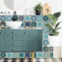 10pcs Vintage Mandala Floral Self-Adhesive Wall Stickers, Waterproof Oil-Proof Easy To Clean Removable Mosaic Wallpaper, Suitable For Old House Renovation, Home Decor, Kitchen, Bathroom, Living Room Wall Decoration, Desktop, Cabinet Door Decoration - Multicolor - View 8