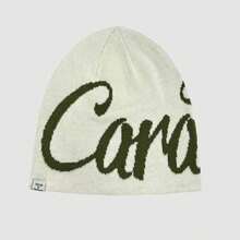 1pc Letter Jacquard Reversible Knit Hat, Ear-Flap Beanie For Hiking And Skiing, Star Jacquard Woolen Hat - CARA-double-sided Knit Beanie - View 8
