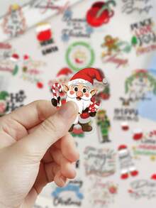 50pcs Christmas Stickers For Decorating Planner, Journal, Scrapbook, Notebook, Luggage, Guitar, Skateboard, Manual, Tablet, Water Bottle, Phone - Multicolor - View 4