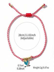1 pièce Bracelet pendentif cœur en perles de cuivre minimaliste et à la mode, bracelet en perles de cuivre, bracelet tressé coloré, bracelet empilable, bracelet pour meilleure amie, bracelet de couple, bracelet d'ami, cadeau d'anniversaire, cadeau de famille, cadeau porte-bonheur, cadeau de la Saint-Valentin, cadeau d'anniversaire de mariage - Multicolore - Voir 3