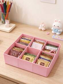 1 pieza Caja para bolsas de té de 6 compartimentos, contenedor de almacenamiento dividido multifuncional para cápsulas de café y bolsas de té, organizador de exhibición de escritorio para la sala de estar, opción de regalo exquisita, caja de almacenamiento para encimera del hogar - Multicolor - Ver 2