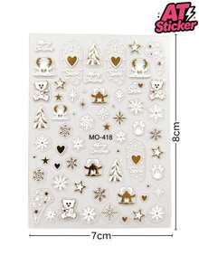 1pc Christmas Foil Bear Decorative Sticker, Christmas Foil Bear, Christmas Tree, Snowflake, Heart, Five-Pointed Star, Reindeer, Sleigh, Merry Christmas Foil Pattern, Transparent PET Base Self-Adhesive Sticker, 3D Embossed Texture Decorative Sticker, Waterproof, Scratch-Resistant, Removable Without Residue, Suitable For Decorating Instant Camera, Phone Case, Bluetooth Earphone Case, Aromatherapy Candle Container, Metal Lighter Smooth Surface Christmas Holiday Personalized Appearance Modification Sticker - one-size - View 5