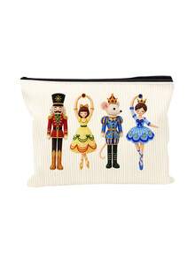 2D Nutcracker Theme Corduroy Makeup Bag, Includes Christmas Ballet And Other Elements, Holiday Gift Bag, Toiletry Bag, Multi-Functional Bag, Suitable For Commuting, Christmas Gift (2D Printed Pattern) - Multicolor - View 10