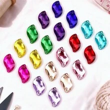 Assorted Shapes, 20pcs/Pack, Mixed Shapes, Flat Back Double Hole Exquisite Glass Rhinestones, Used For Sewing Wedding Dresses, Handbags And Shoes, Jewelry Making, Craft Accessories - Assorted Shapes 20pcs - View 17