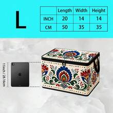 1pc Polish Folk Floral Storage Box, Multiple Styles Available, Beige Base Colorful Fabric Foldable Storage Bin, Suitable For Wardrobe, Bedroom, Living Room, Entryway, Can Store Clothes, Bedding, Blankets, Scarves And Daily Sundries - C - View 12