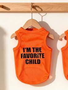 LUCKIE LABO 1pc Letter Slogan Funny Print Pet Vest, Physical Flea Prevention, Reduces Shedding, Heat Insulation & Breathable, Suitable For Large And Small Dogs And Cats, Indoor And Outdoor Use - Orange - View 11