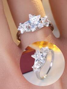 1pc Women's Fashion Star-Shaped Rhinestone Ring, Niche Design Luxury Accessory, Stackable Decorative Ring - ring - View 4